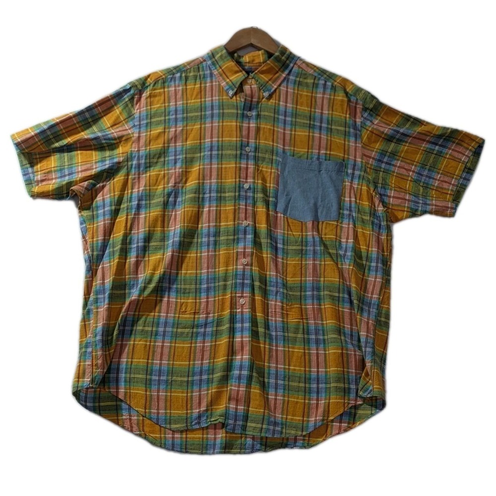Ralph Lauren Classic Fit Plaid Short Sleeve Shirt XL Y2K Rare Pony Inside Pocket